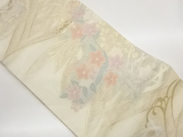 JAPANESE NAGOYA OBI FOR SUMMER / WOVEN ABSTRACT ROUGH WAVE